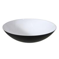 Bellatio Decorations Schaal - wit met zwart - D28 cm - kunststof - decoratieschalen - plantenbak