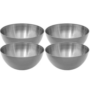 Set van 4x stuks Slakommetjes/schaaltjes - rvs metaal - D13 cm - Saladeschalen