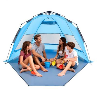 VEVOR Pop-Up Strandtent/Zonnescherm voor 4 personen, UPF 50+ bescherming, Draagbare strandtent met draagtas en grondankers, Lichtgewicht strandparasol voor kamperen, vissen, picknicken, zonnetent