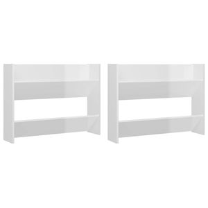 The Living Store Schoenenkast - Muurmontage - 80 x 18 x 60 cm - Hoogglans wit