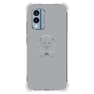 Nokia X30 Stevig Bumper Hoesje Grijs Baby Olifant