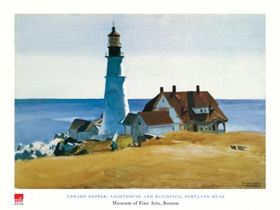 Kunstdruk Edward Hopper - Lighthouse and Buildings 80x60cm