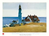 Kunstdruk Edward Hopper - Lighthouse and Buildings 80x60cm