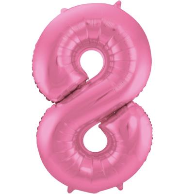 Folieballon Cijfer 8 Metallic Mat Roze (86cm)