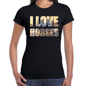 I love horses / paarden dieren t-shirt zwart dames