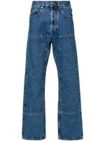 Palm Angels logo-embossed straight-leg jeans - Bleu - thumbnail