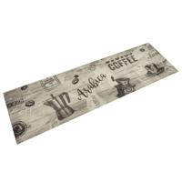 VidaXL Keukenmat wasbaar koffieprint 45x150 cm fluweel grijs