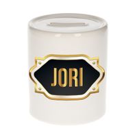 Naam cadeau spaarpot Jori met gouden embleem