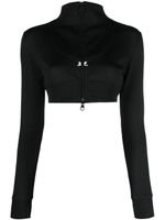 Courrèges veste zippée à logo brodé - Noir