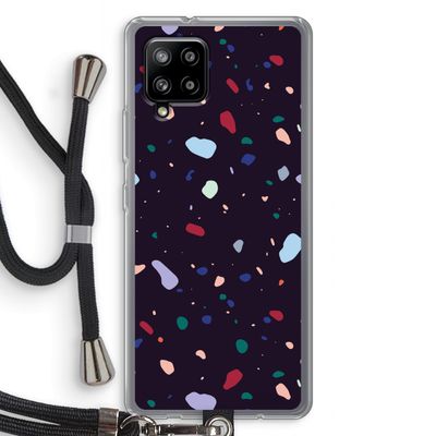 Dark Rounded Terrazzo: Samsung Galaxy A42 5G Transparant Hoesje met koord