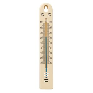 Binnen/buiten thermometer beige kunststof 3 x 17 cm