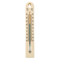 Binnen/buiten thermometer beige kunststof 3 x 17 cm - thumbnail