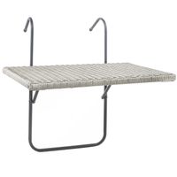 Balkontafel / inklapbaar tafeltje grijs voor aan een balkon railing 60 x 40 cm