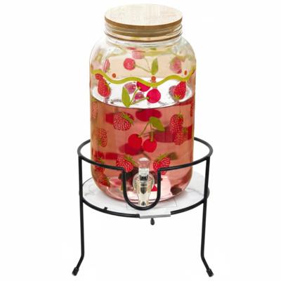 Drankdispenser/limonadetap - rood - 4 ltr - inclusief standaard - 19 x 19 cm