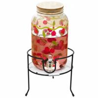 Drankdispenser/limonadetap - rood - 4 ltr - inclusief standaard - 19 x 19 cm