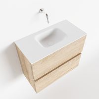 Toiletmeubel Mondiaz Ada | 60 cm | Meubelkleur Washed oak | Lex wastafel Talc Midden | Zonder kraangat