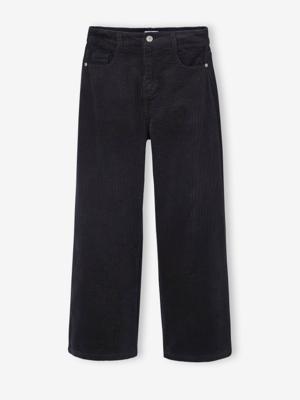 Wijde broek van ribfluweel voor meisjes JONEN antraciet