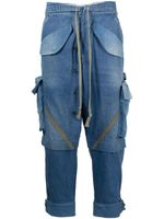 Greg Lauren jean à effet délavé - Bleu