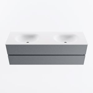 MONDIAZ VICA 150cm badmeubel onderkast Plata 2 lades. Wastafel MOON dubbel 2 kraangaten, kleur Talc.