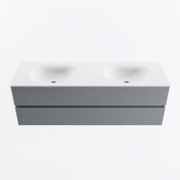 MONDIAZ VICA 150cm badmeubel onderkast Plata 2 lades. Wastafel MOON dubbel 2 kraangaten, kleur Talc.