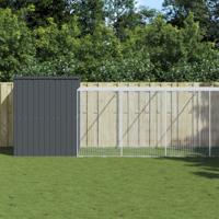 Hondenhok met ren 214x661x181 cm gegalvaniseerd staal antraciet Hondenhok met ren 214x661x181 cm gegalvaniseerd staal antraciet