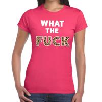What the Fuck tijger print - tekst t-shirt - roze - dames - foute party kleding