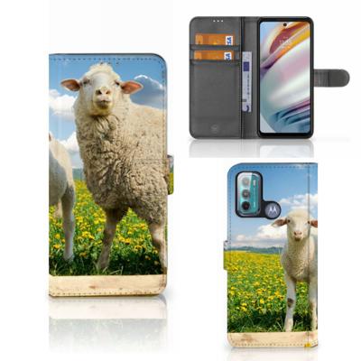 Motorola Moto G60 | Telefoonhoesje | Met pasjeshouder | Schaap en Lammetje