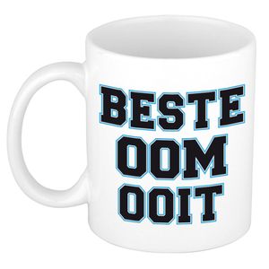 Beste oom ooit kado mok / beker wit met blauw - verjaardagscadeau    -