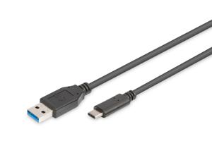 Digitus USB-kabel USB 3.2 Gen1 (USB 3.0 / USB 3.1 Gen1) USB-A stekker, USB-C stekker 1.00 m Zwart Rond, Stekker past op beide manieren, Afgeschermd (dubbel)