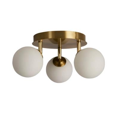Searchlight 3-lichts plafondlampCrosby goud met wit glas - 96913-3GO