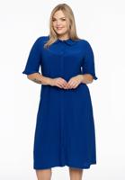 Yoek Blouse midi frilled | Indigo | Maat 50/52