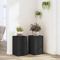 VidaXL Plantenstandaards 2 st 30x30x50 cm bewerkt hout zwart VidaXL Plantenstandaards 2 st 30x30x50 cm bewerkt hout zwart
