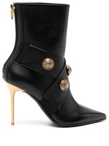 Balmain bottines en cuir à bout pointu - Noir