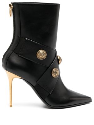 Balmain bottines en cuir à bout pointu - Noir