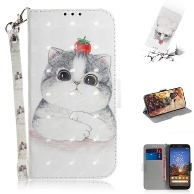 3D schilderij cute cat patroon gekleurde tekening horizontale Flip lederen case voor Google pixel 3a met houder & kaartsleuven & portemonnee