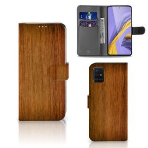 Samsung Galaxy A51 Book Style Case Donker Hout