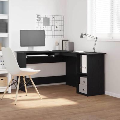 Hoekbureau Zwart eiken 120 x 140 x 75 cm Bewerkt hout