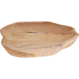 Fruitschaal teak hout rond 32 x 26 x 3 cm