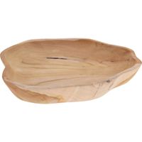 Fruitschaal teak hout rond 32 x 26 x 3 cm - thumbnail