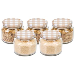 Weckpot/voorraadpot Classico - 5x - 600 ml - kunststof - draaideksel - beige - D10 x H9 cm