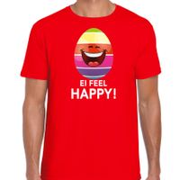 Vrolijk Paasei ei feel happy t-shirt rood voor heren - Paas kleding / outfit