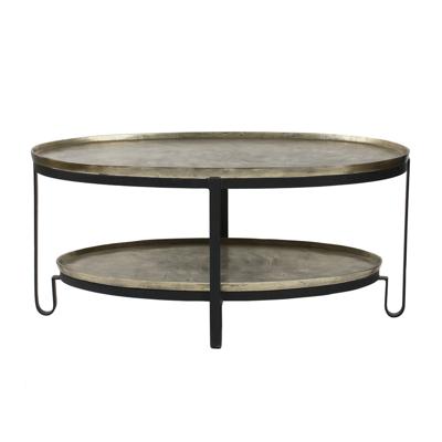 Kae Gouden aluminium salontafel met 2 lagen zwart frame