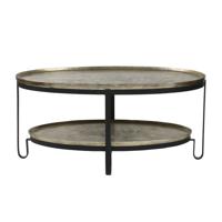 Kae Gouden aluminium salontafel met 2 lagen zwart frame