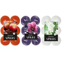 Candles by Spaas geurkaarsen - 36x stuks in 3 geuren - Maxi theelichtjes van 4.5 branduren