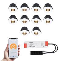 Set van 10 Betty Smart LED Mini Inbouwspots - Veranda spots - 12V 3W 140lm - Dimbaar - Wifi & Bluetooth - 2700K - IP44 waterdicht - Wit