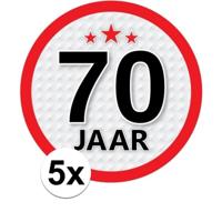 70 jaar leeftijd sticker - 5x - rond - Dia 15 cm - 70 jaar verjaardag - jubileum - leeftijd versieri