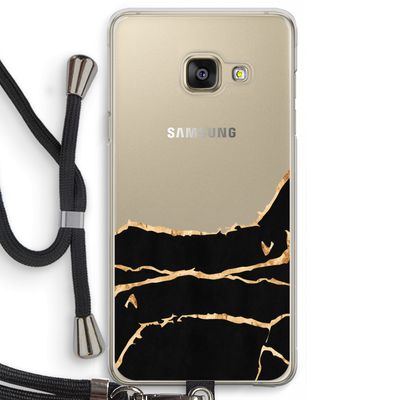 Gouden marmer: Samsung Galaxy A3 (2016) Transparant Hoesje met koord