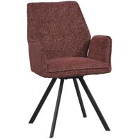 Leen Bakker - Eetkamerstoel Raffy Met Armleuning - Wijn - Stof - Rood - 58x62x92 Cm