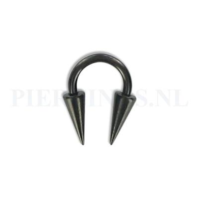 Circulair barbell zwart 1.2 mm long cones S