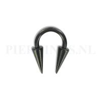 Circulair barbell zwart 1.2 mm long cones S